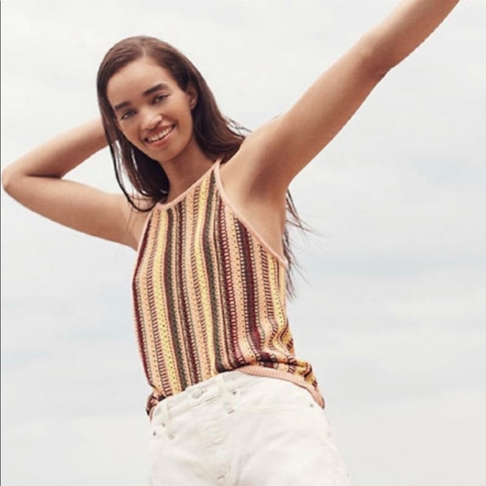 NWT Madewell Janson Crochet Rainbow Vertical Stripe Sweater Tank in size Medium